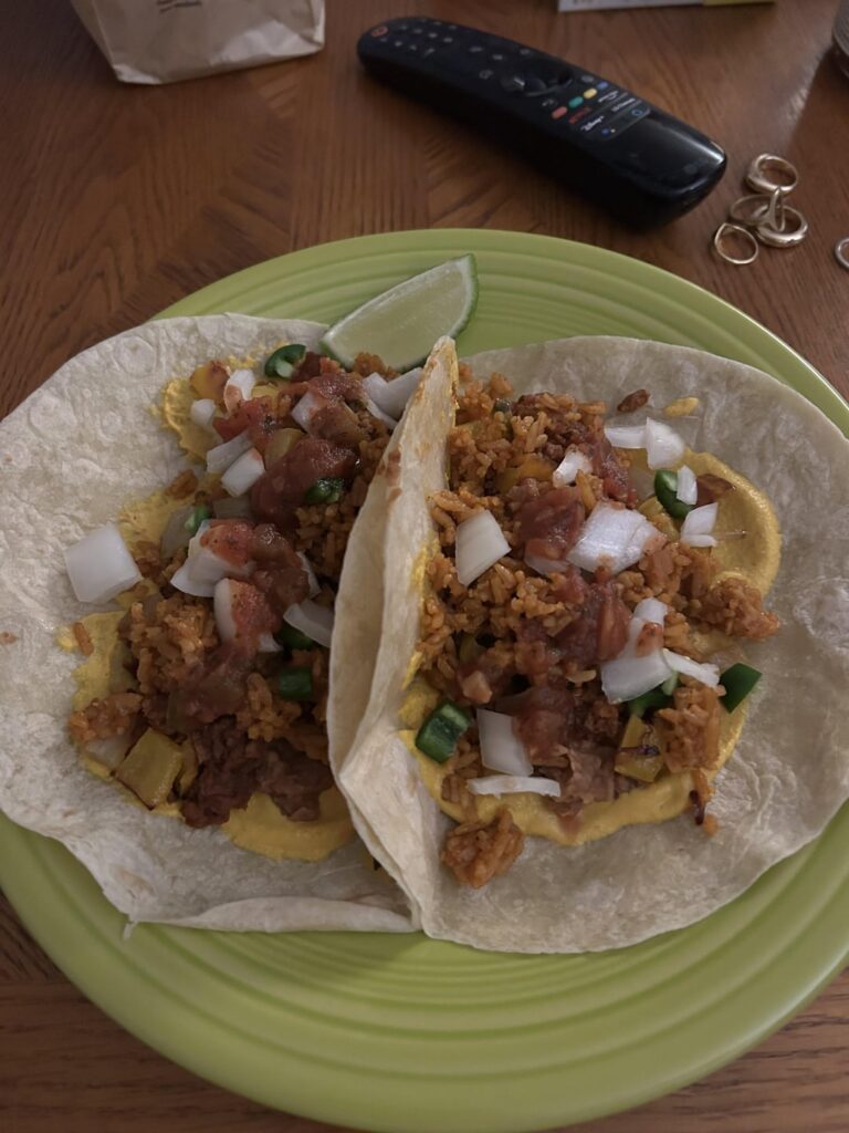 Tacos + cashew “queso”