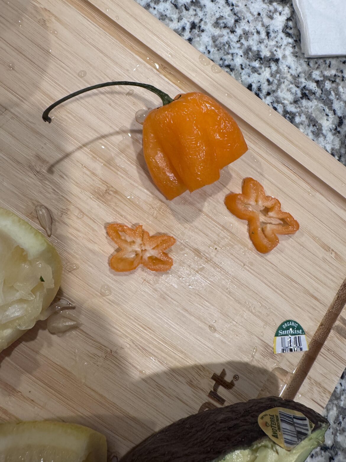 Sliced into a habanero and it looks like a butterfly so cute 🥰