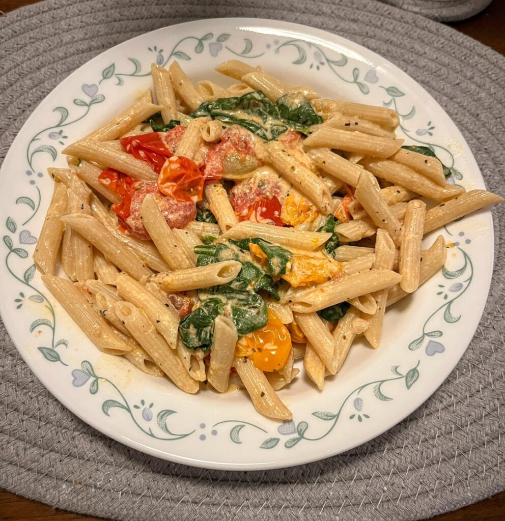 325cal goat cheese & veggie pasta
