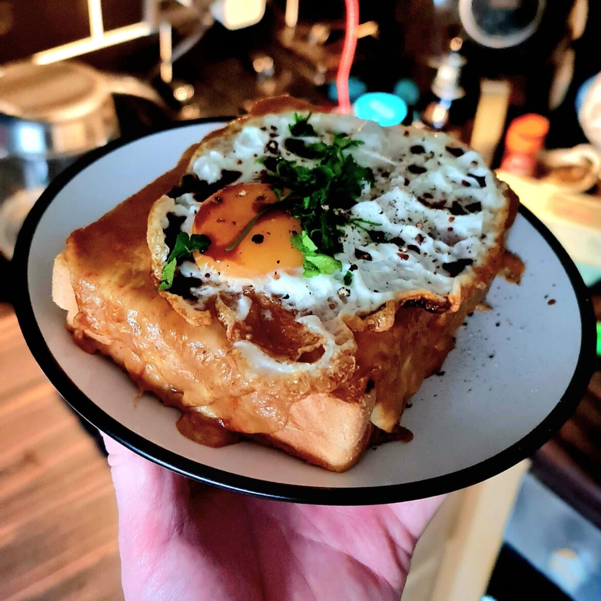 The Croque Madam meets the Welsh Rarebit, I give you... The Crunchy Myfanwy!