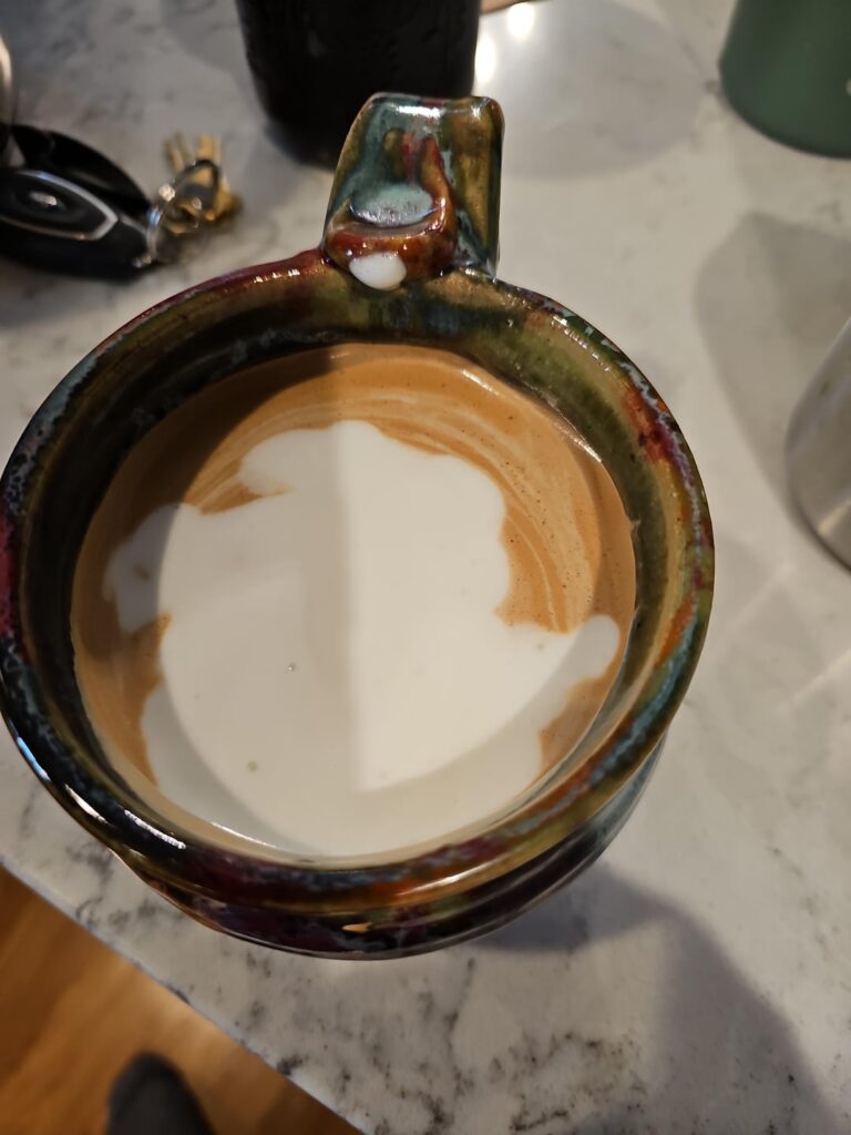 Progress on latte art over the last three weeks. Progress on latte art over the last three weeks.