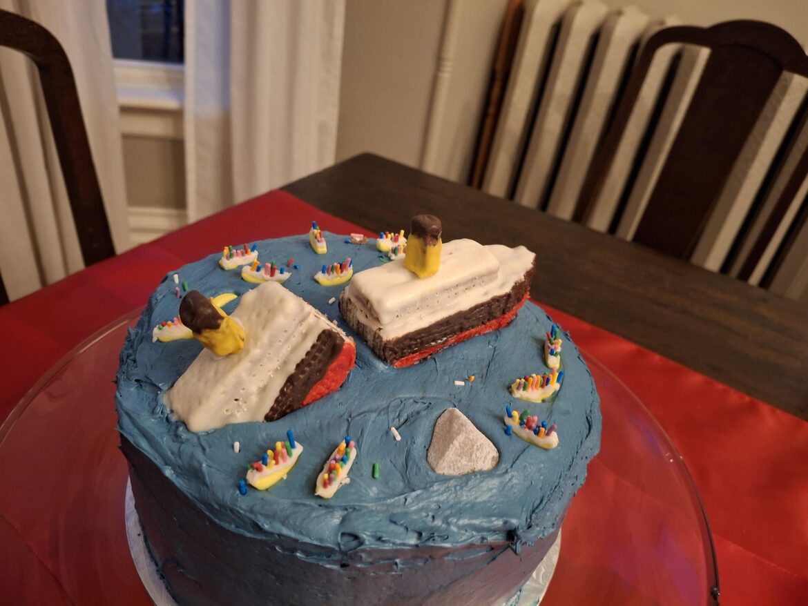 Son asked for a Titanic cake for his birthday