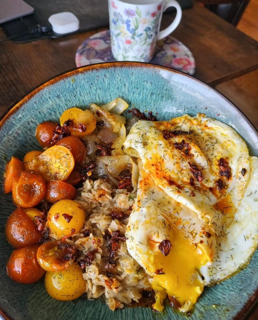 savory oatmeal breakfast bowl.