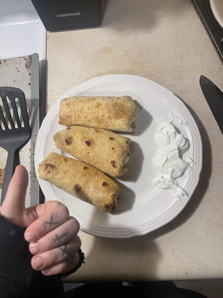 Made my first attempt at vegetarian taquitos way too fat — fried burritos?