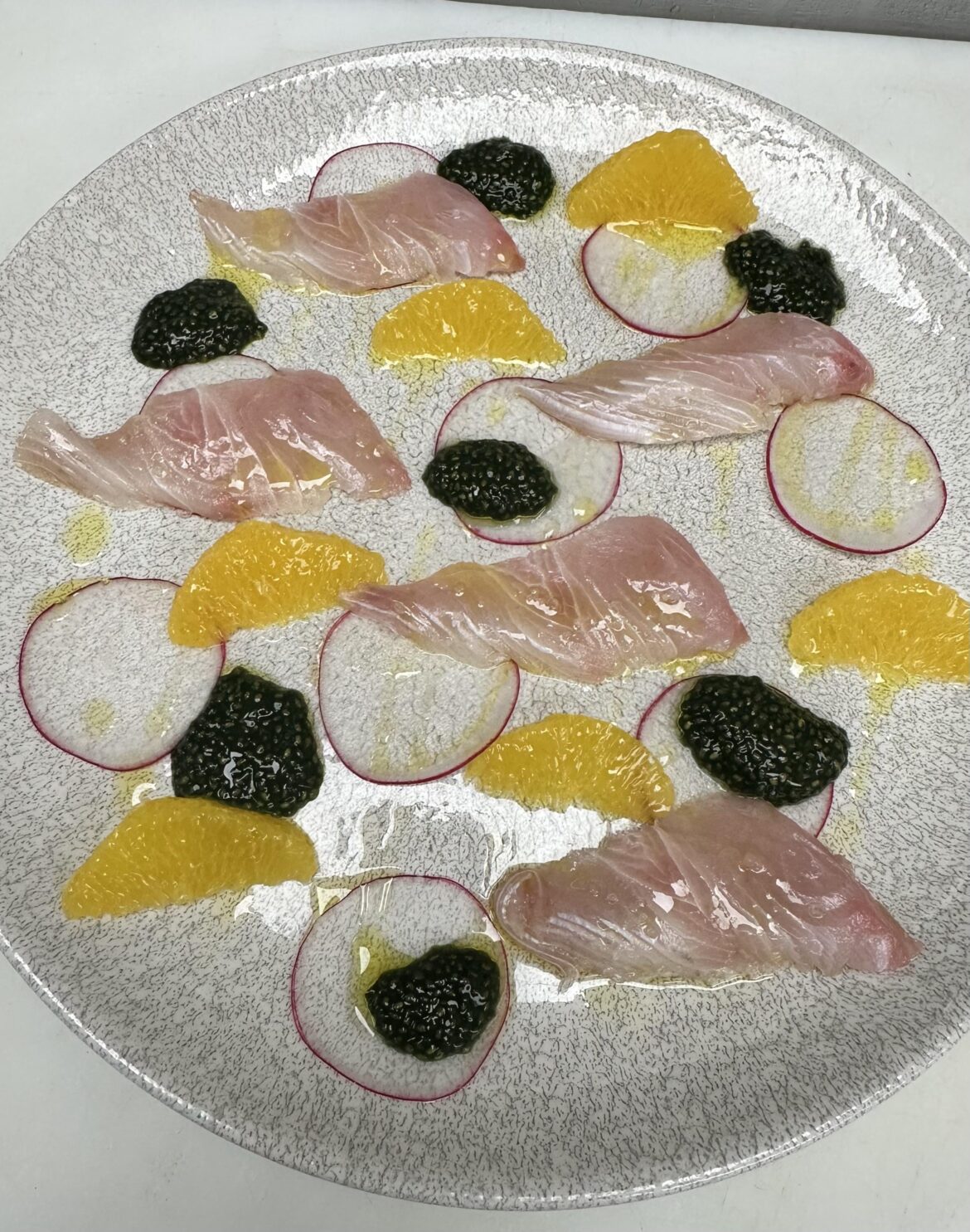 Kanpachi Crudo with Ka’u Oranges and Brined Chia Seed