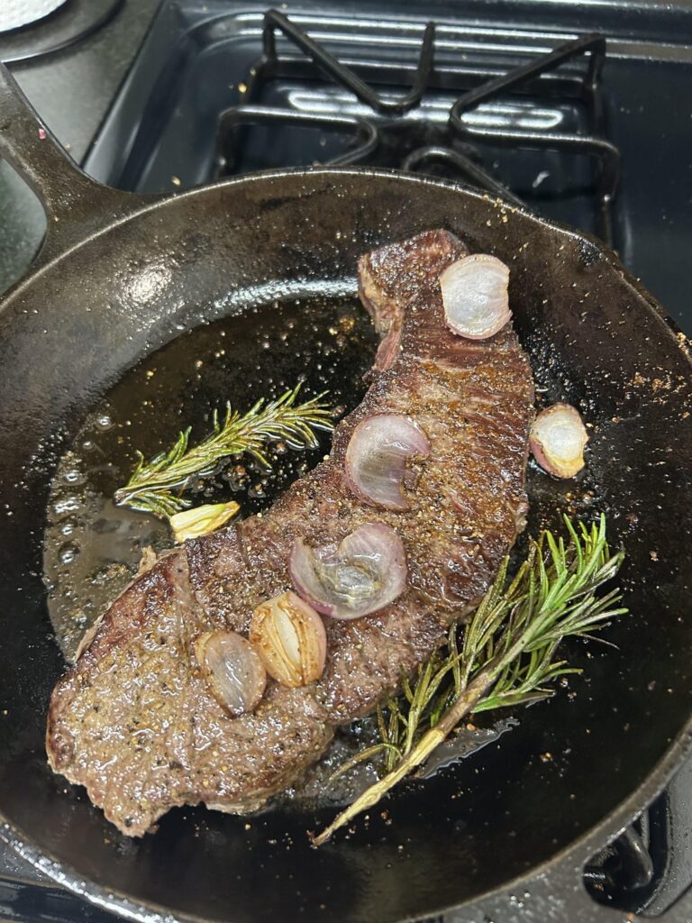 First time cooking a New York Strip, how did I do? Any tips for the future?
