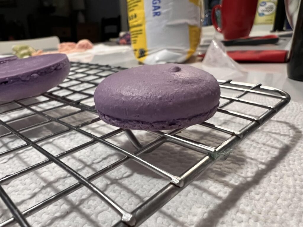 Advice? Macarons top is hard and crumbles when cut in half