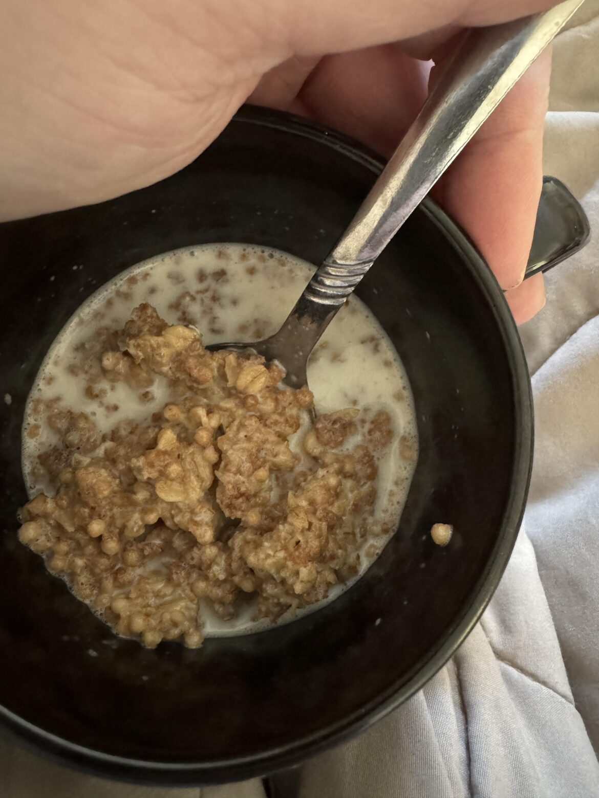 Pregnant and wanted cereal… no cereal so I used those sawdust dry nature valley bars instead