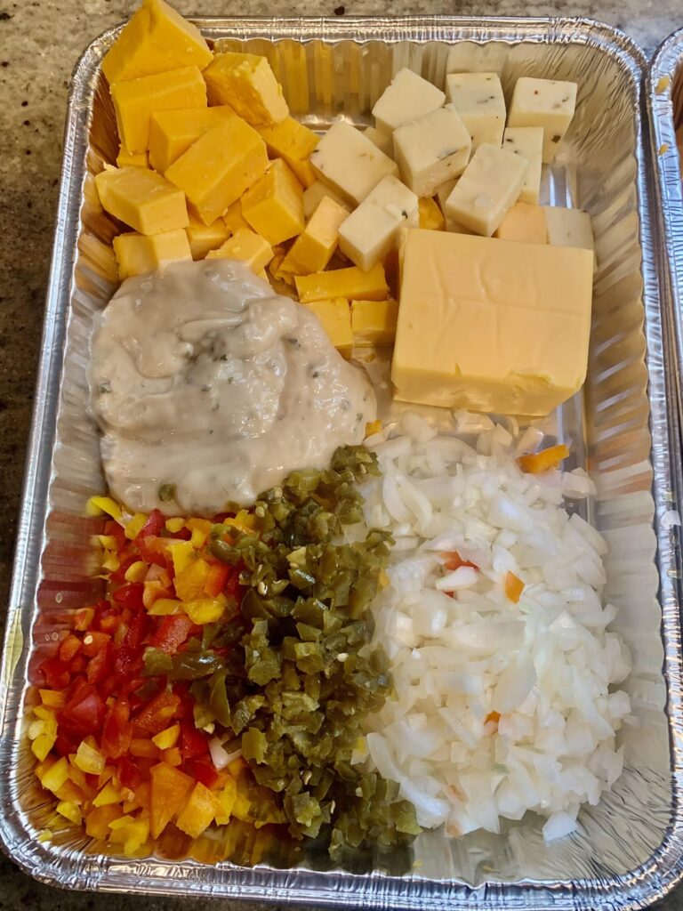 Smoked dip before and after