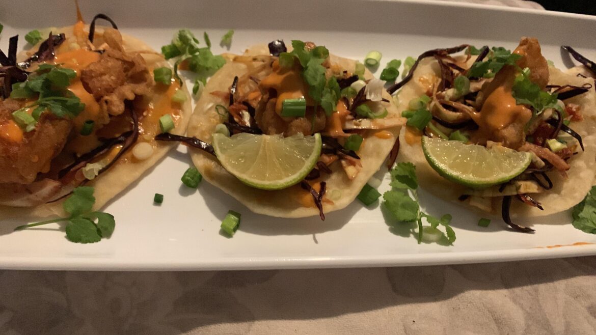 Korean inspired fish tacos