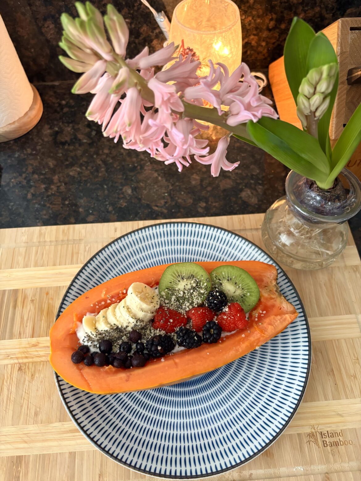 Papaya yogurt bowl