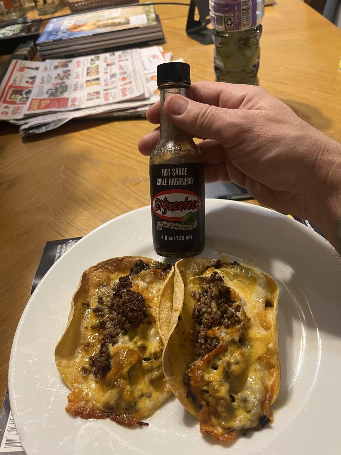 Beef double cheese tacos for dinner