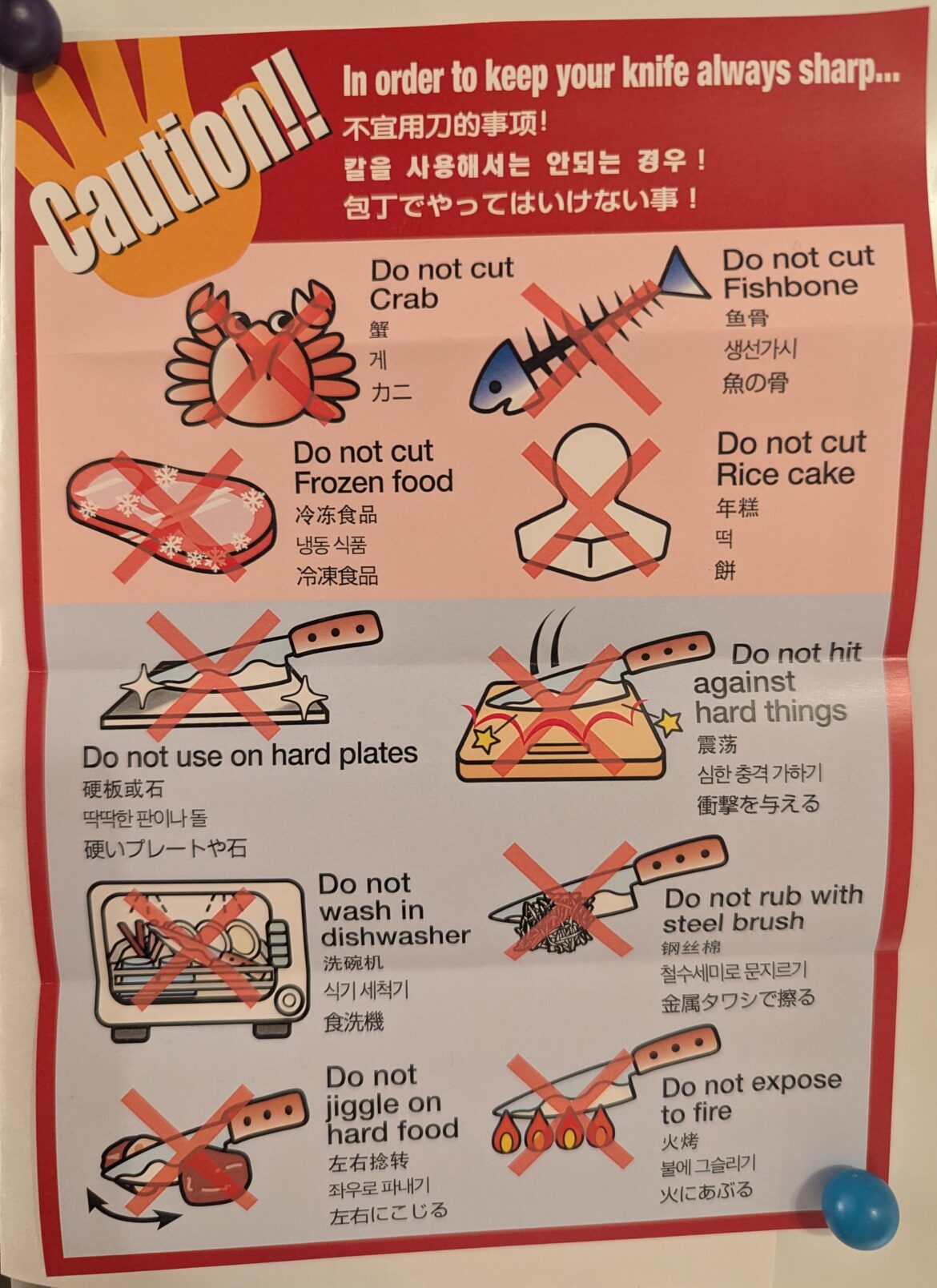 Instructions from my knife