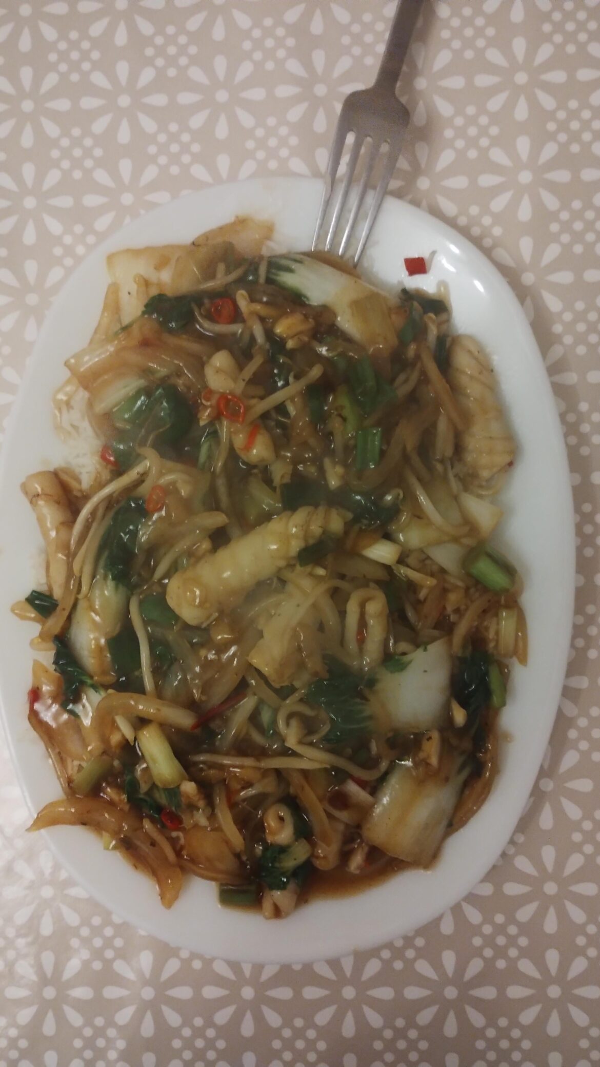 Squid stir fry over rice tonight