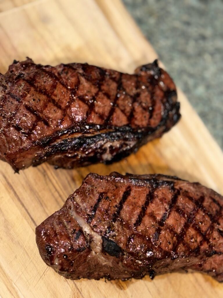 NY strip smoked and seared on the Pitboss