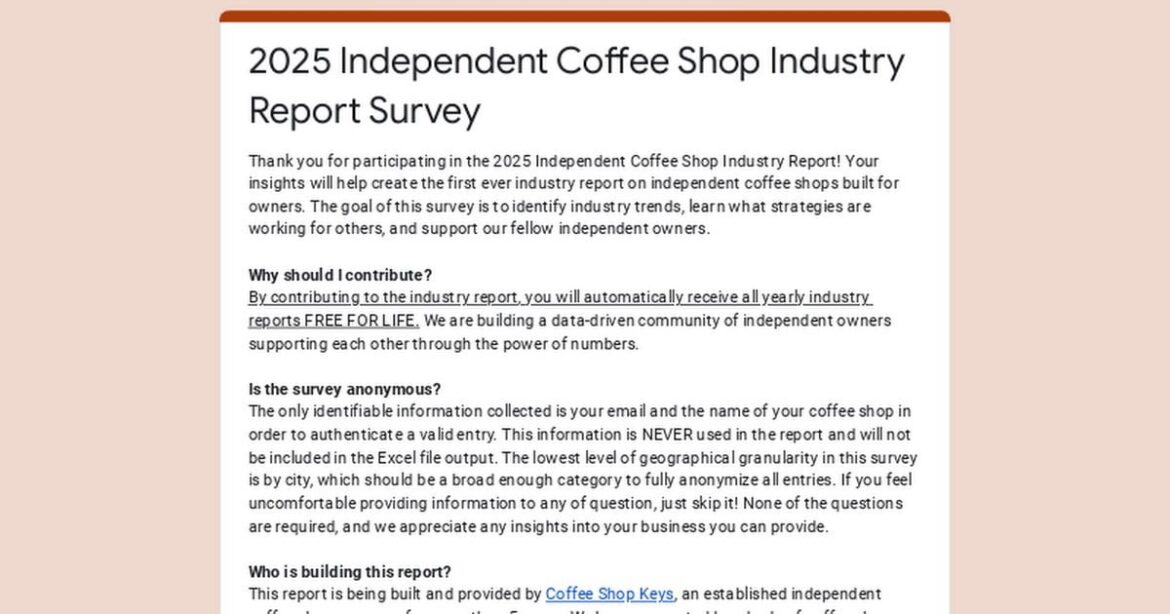 First ever independent coffee shop industry report!
