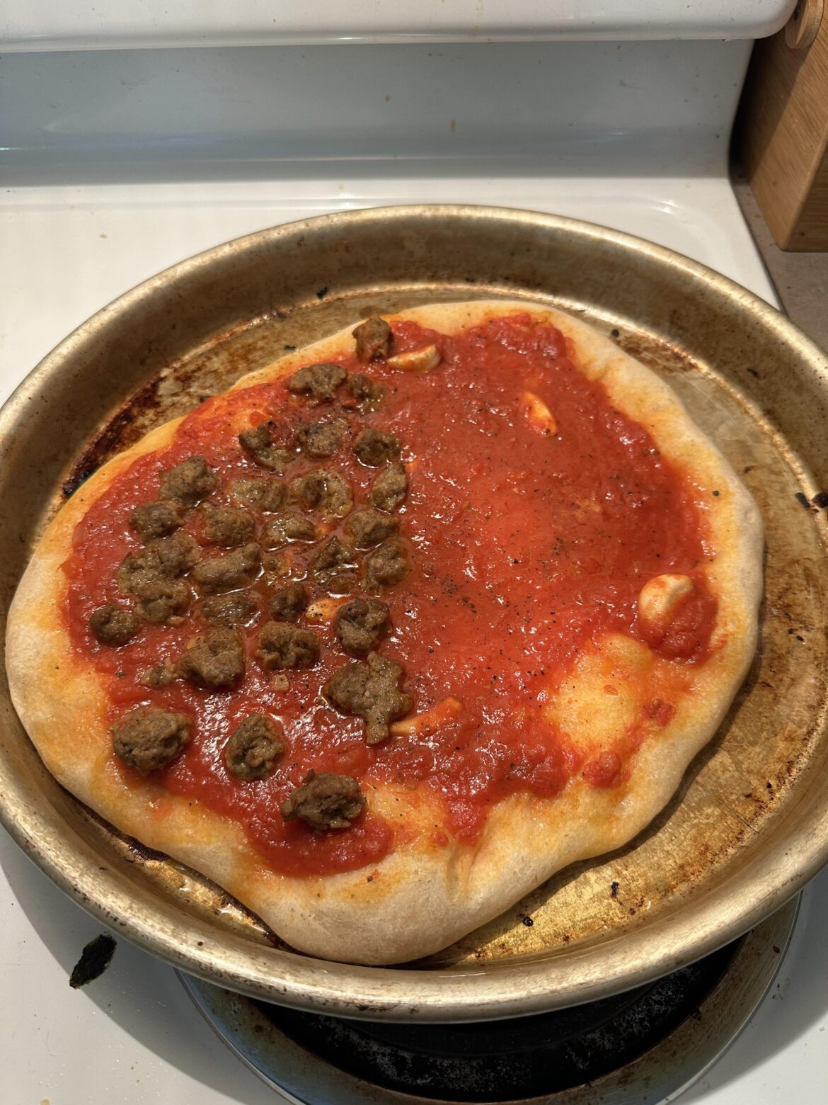 My vegan take on a traditional none pizza left beef