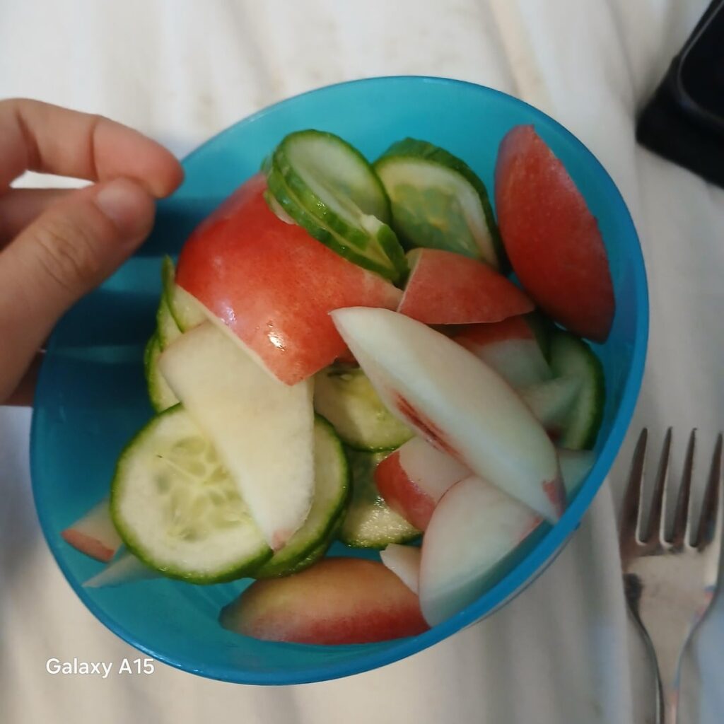 Calories? Cucumber and white nectarine