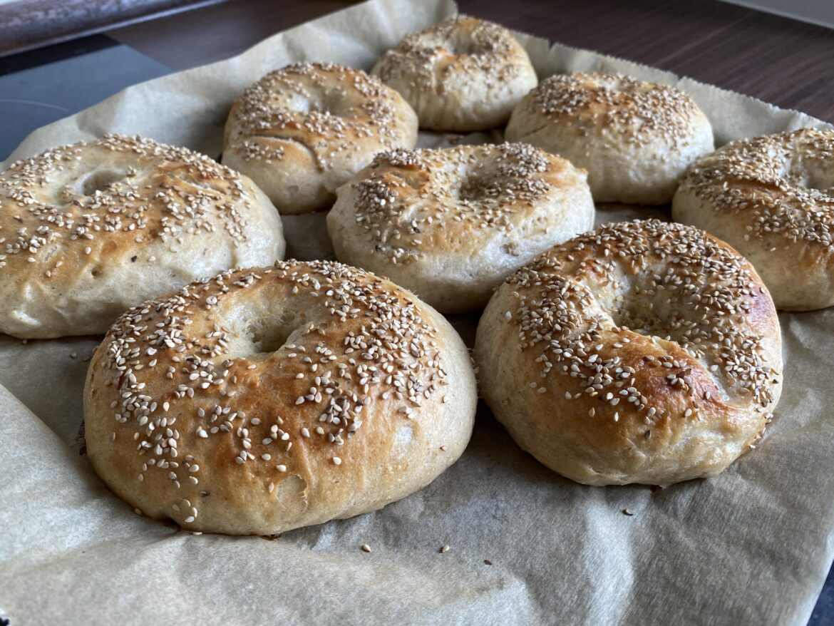 made my first ever sourdough discard bagels today!