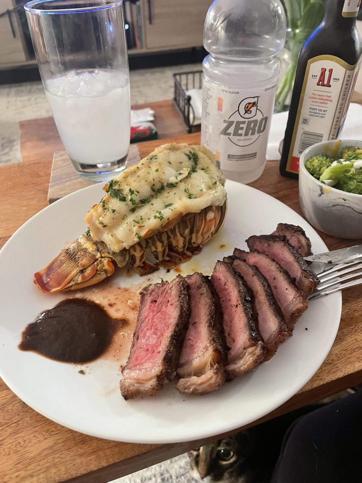 Update since my birthday, I made my fiancé some surf and turf this time, just because.