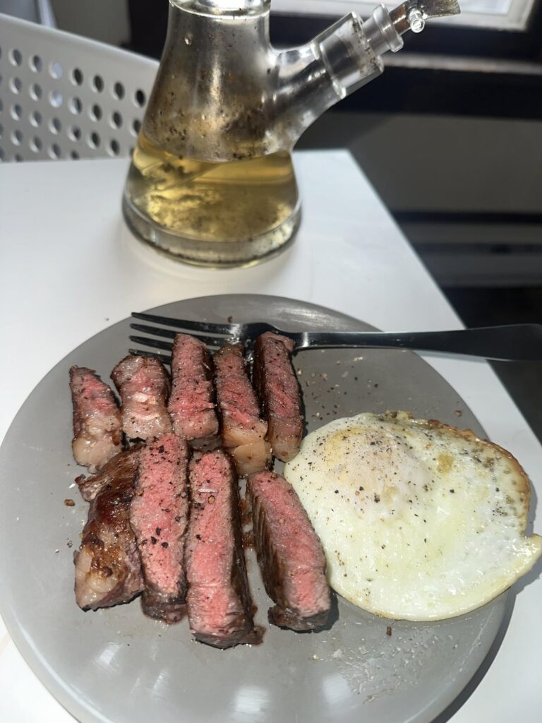 Nothing beats the basics steak eggs and bong