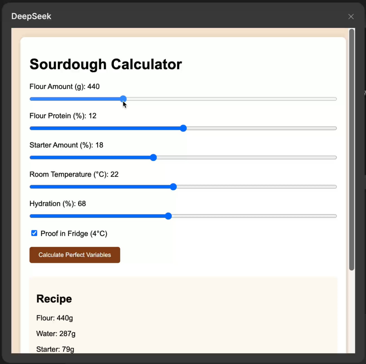 Help me make a sourdough calculator tool become better.