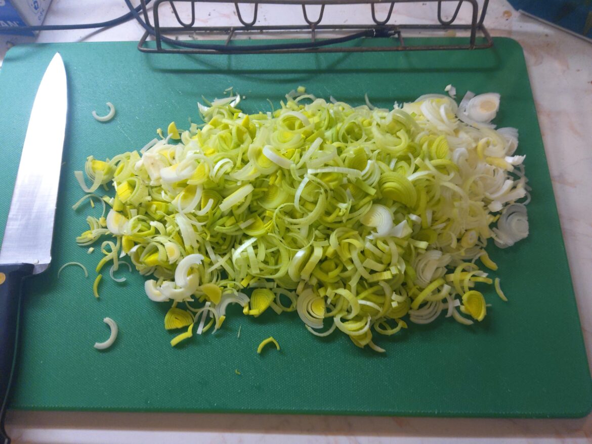 My soup recipe starts with three large leeks.