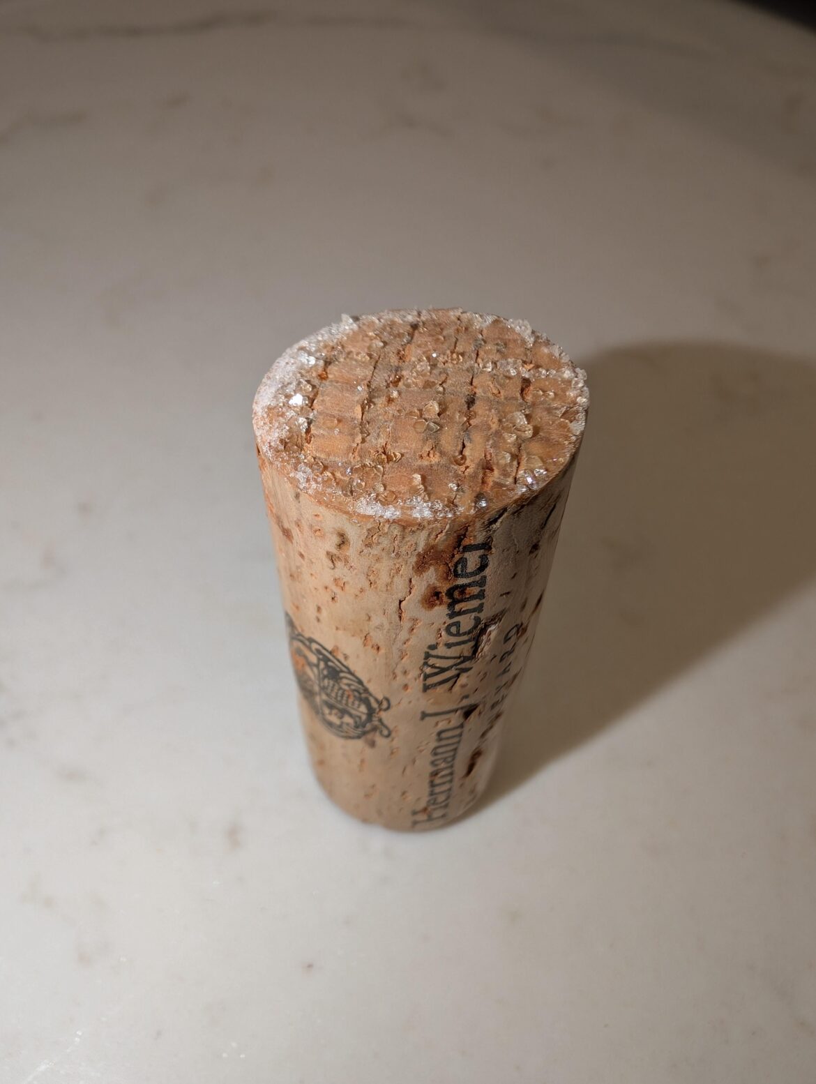 "Wine diamonds" on my Riesling cork
