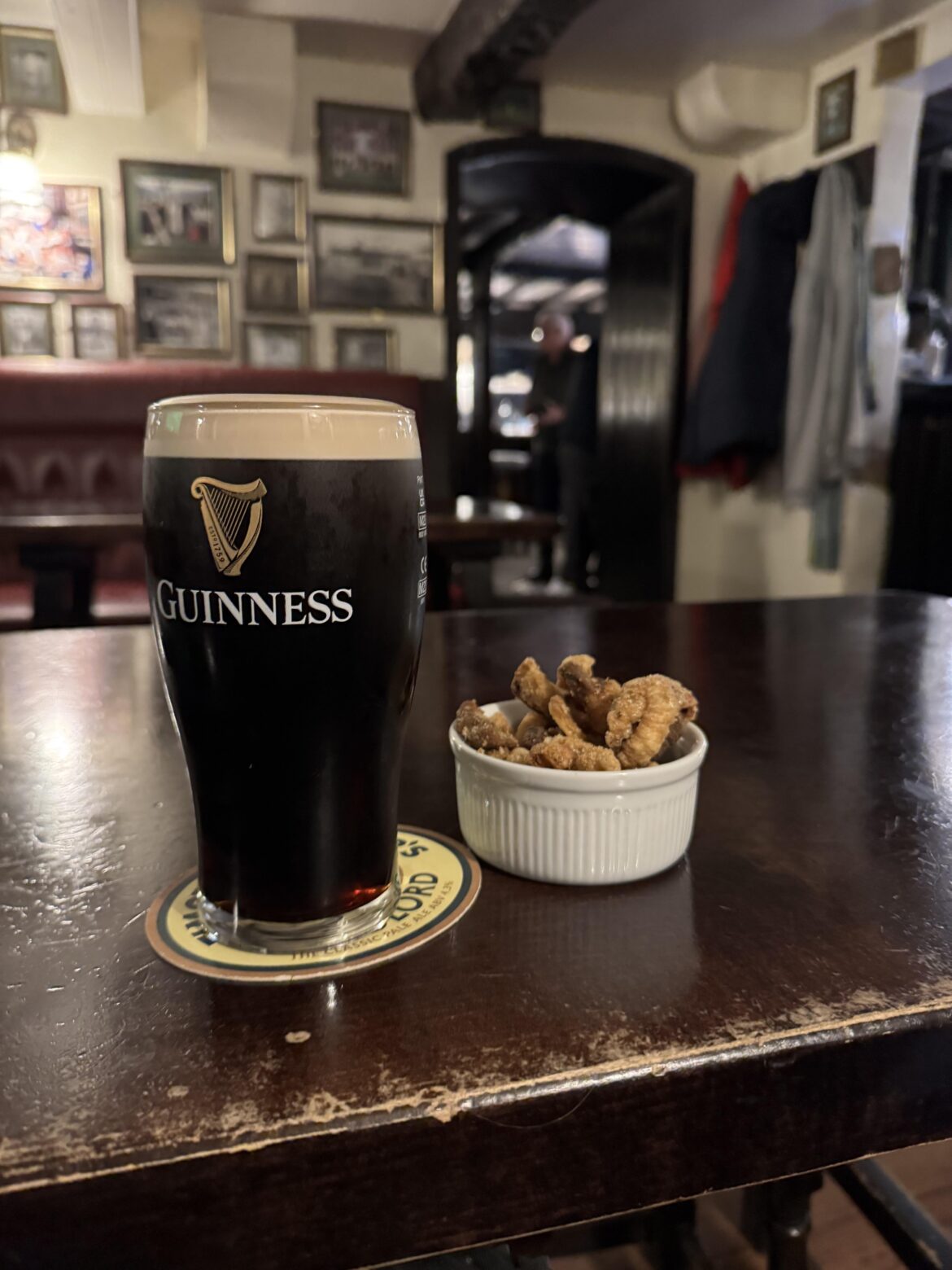 Fresh warm pork scratchings from my local