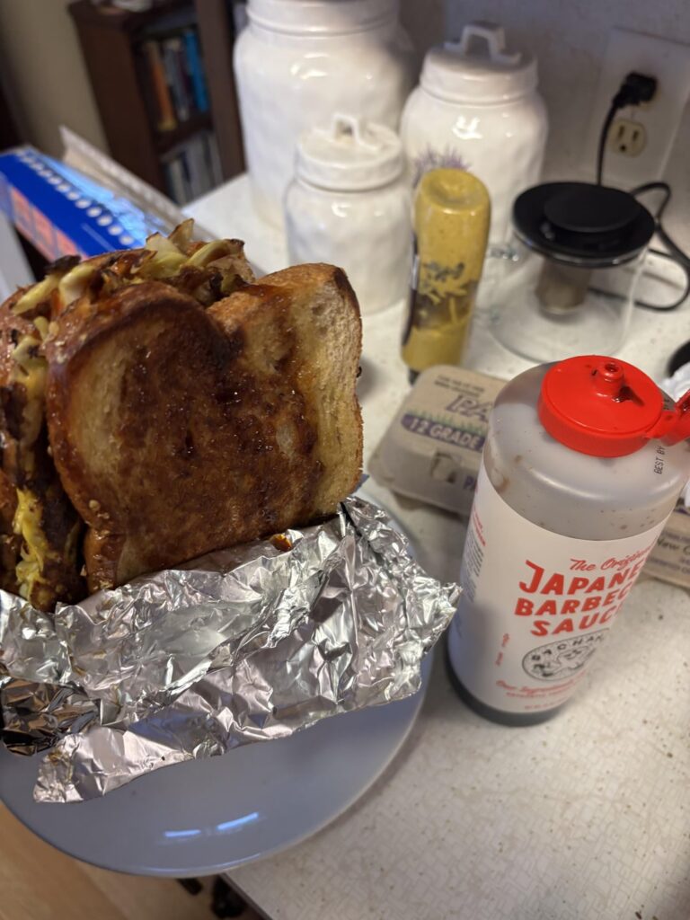 Korean Street Bread with Brown mustard and Japanese BBQ