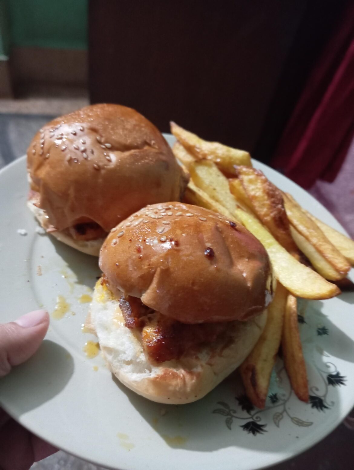 Simple mayo burger and fries