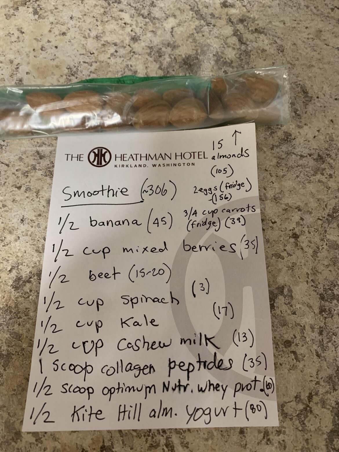 Fianc made my smoothie this morning and knows Ive started tracking. Almost made me cry.