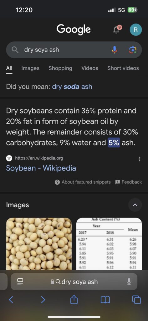 Hello! What’s with the ash in dried soya? Looking for cheaper convenient sources of protein and came across this, thanks!