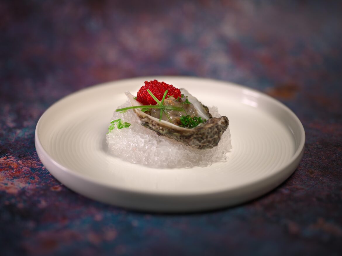 Refined presentation of Japanese oysters.