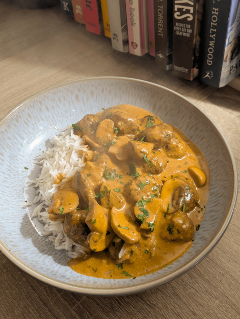 Venison meatball stroganoff
