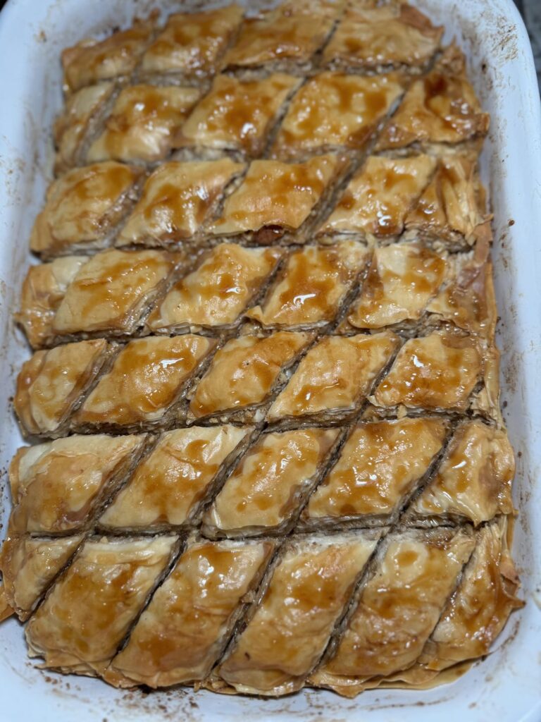 Started regretting the homemade phyllo about 20 layers in…rose water walnut baklava