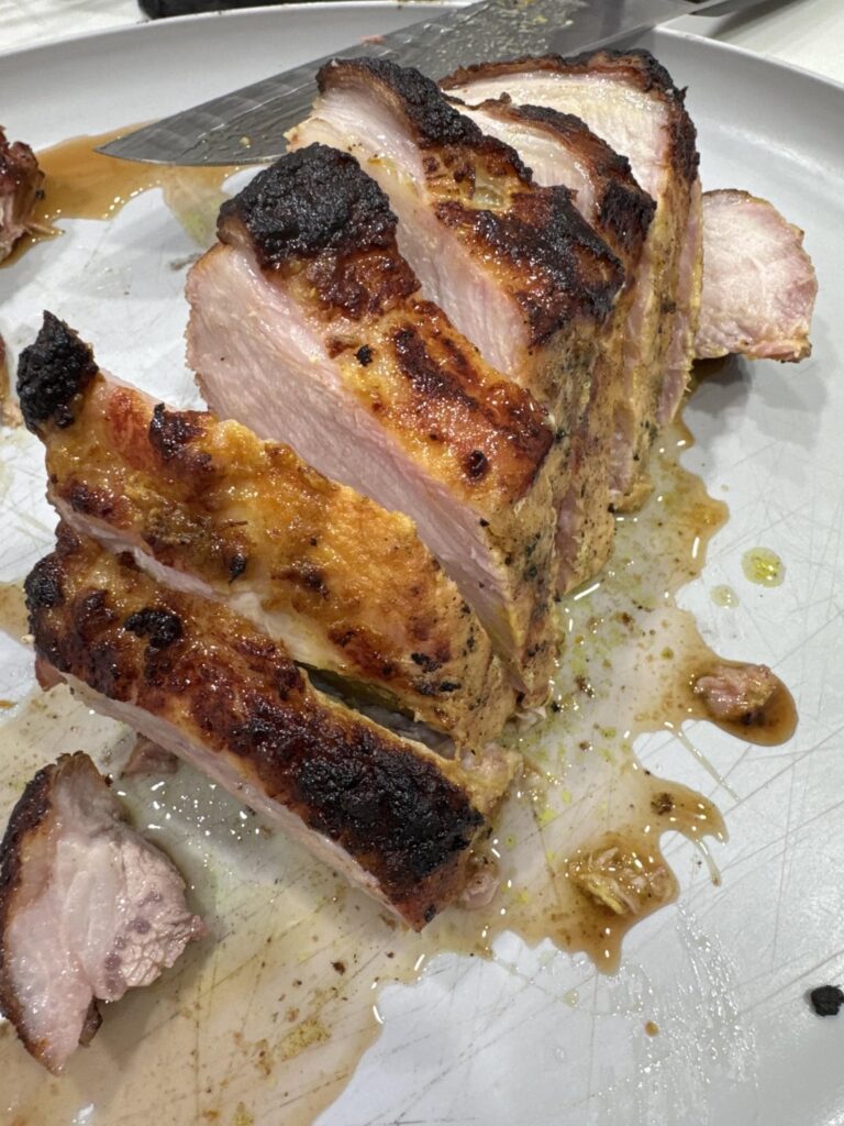 Jamaican jerk double bone in pork chop.