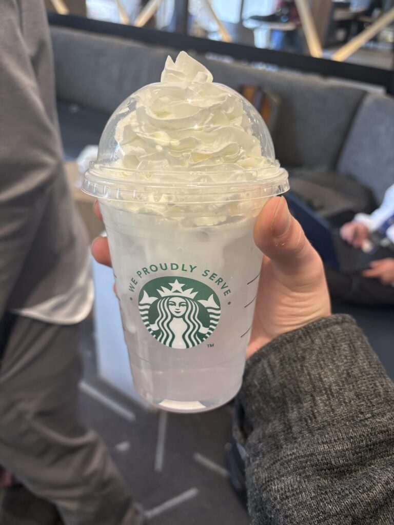 Water with whipped cream. Drank all of it.