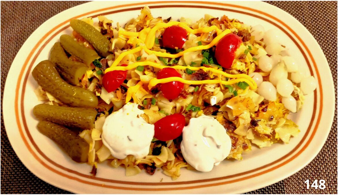 Baked pasta with smoked rib meat