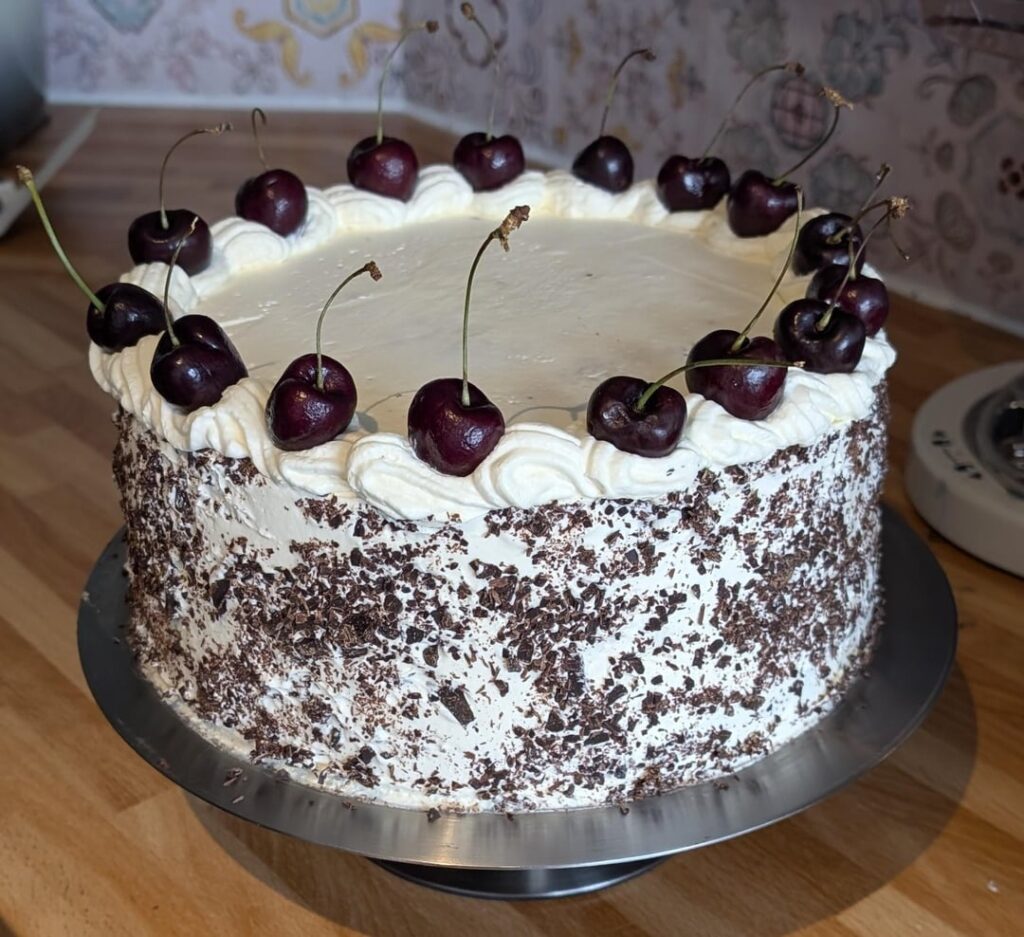 Black forest-ish gateau I made for my dad's birthday