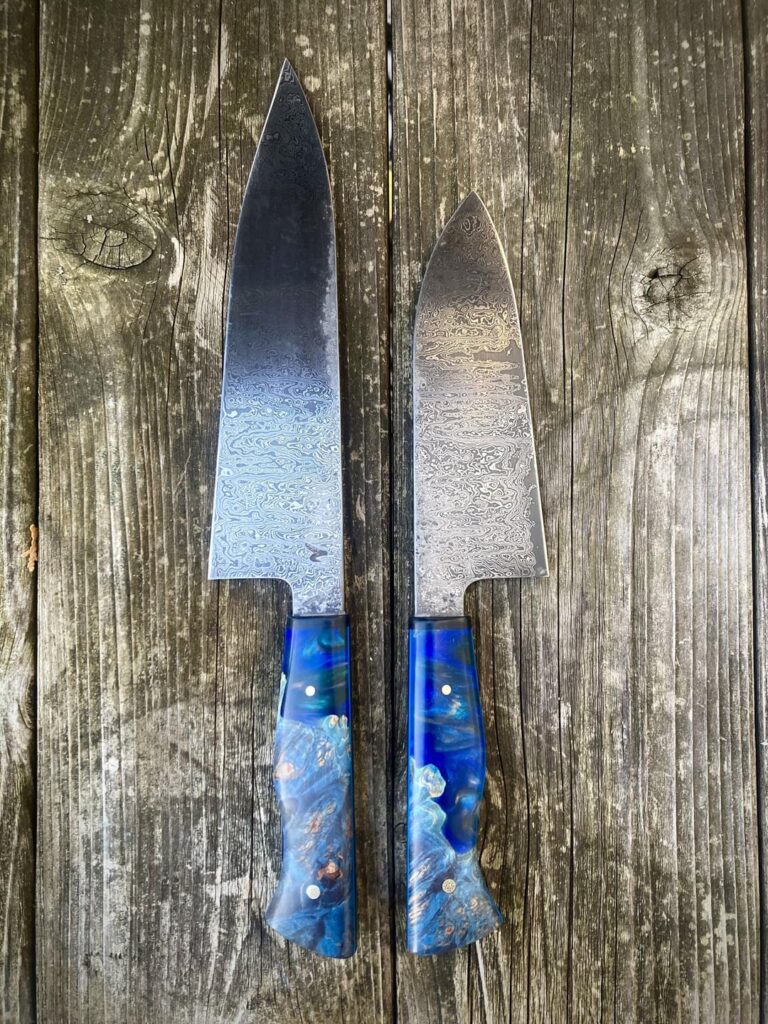 Here’s a Set of Damascus Knives I Forged