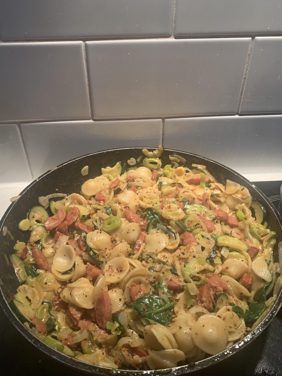 Chorizo and leek orichette