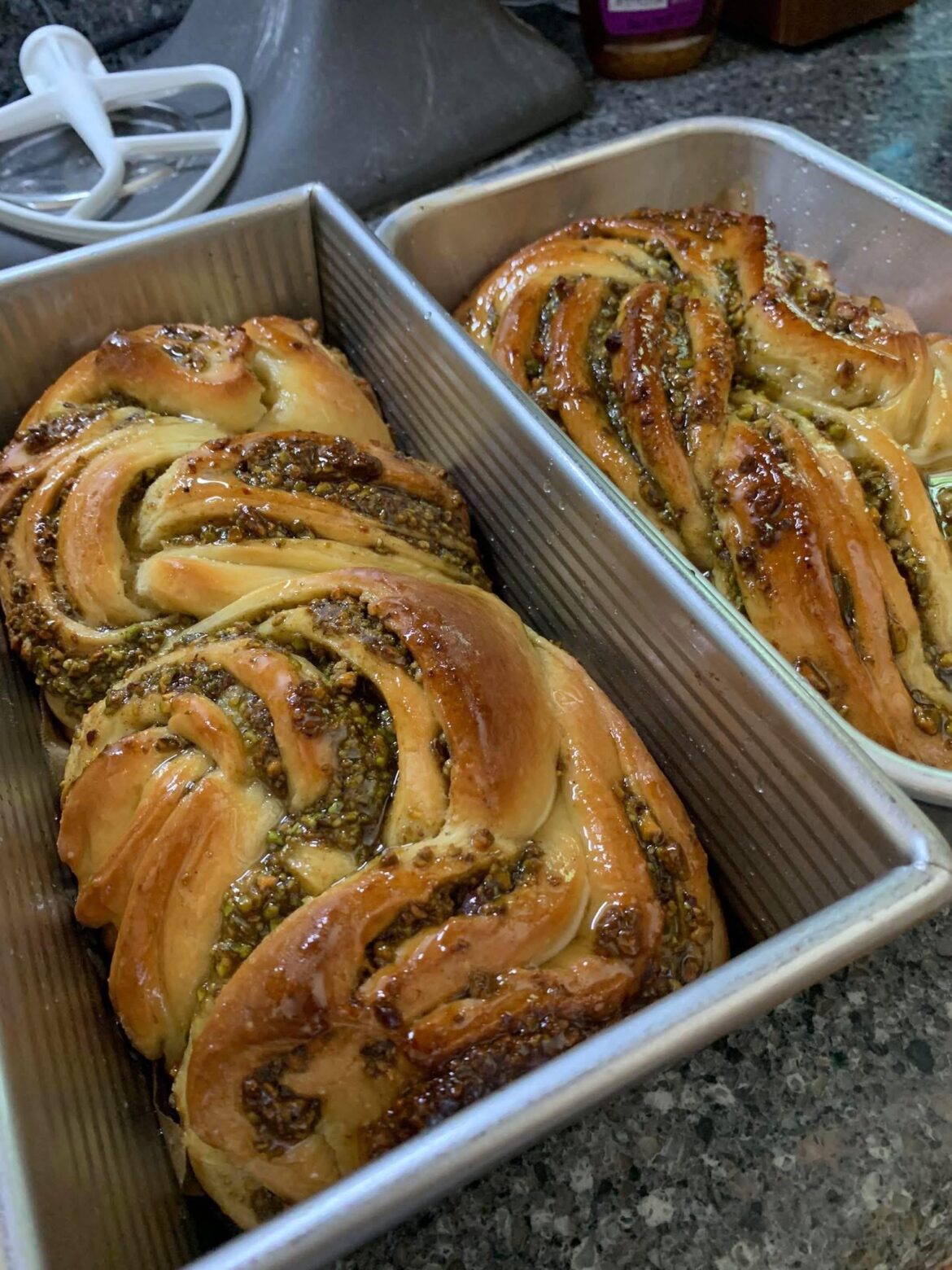 Honey pistachio cardamom babkas