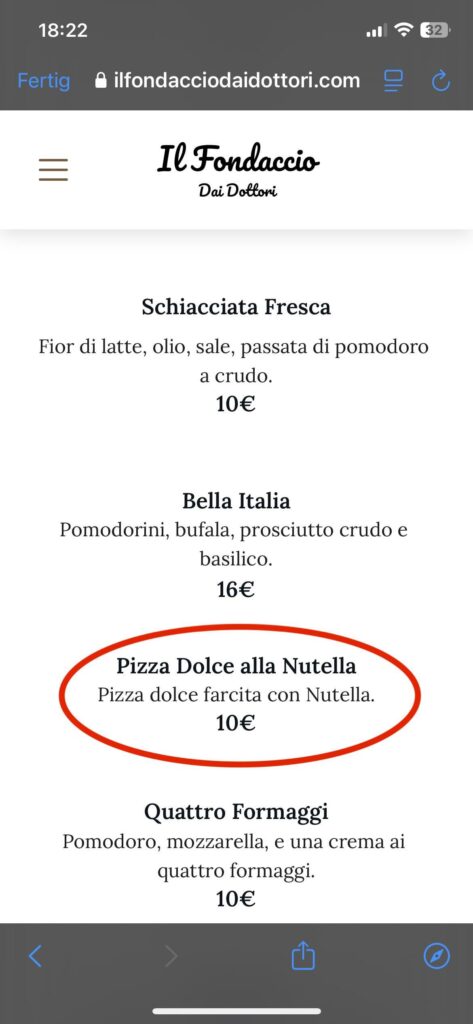 I saw this crime against Pizza in one of favorite Pizza places in all of Italy, until now. I honestly don’t know how this place can hold it self in the middle of Tuscany.