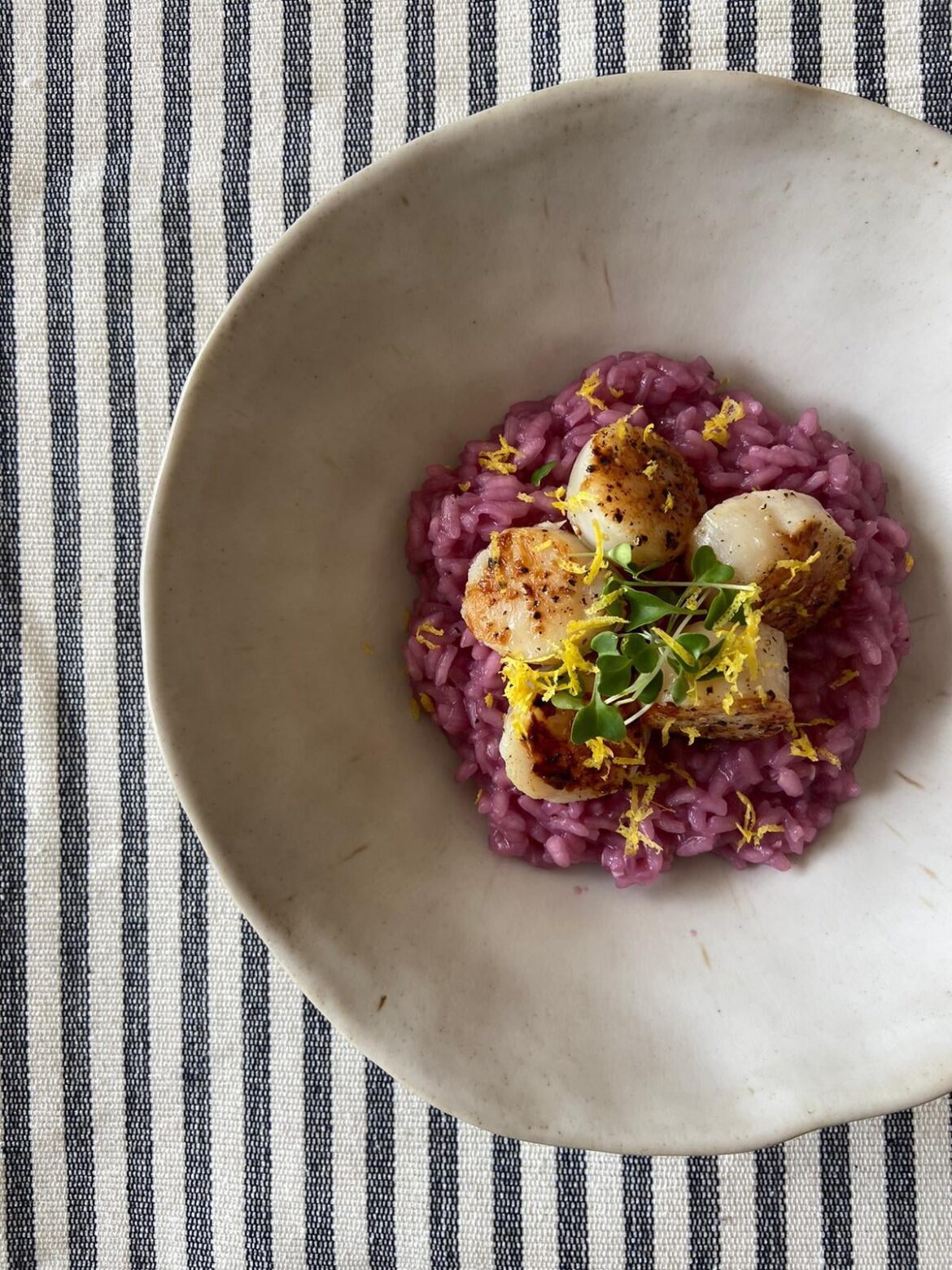 Scallops & Japanese sweet potato risotto