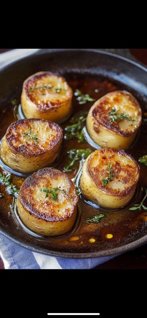 Bone marrow butter Fondant potatoes with Miso Caramel Glaze