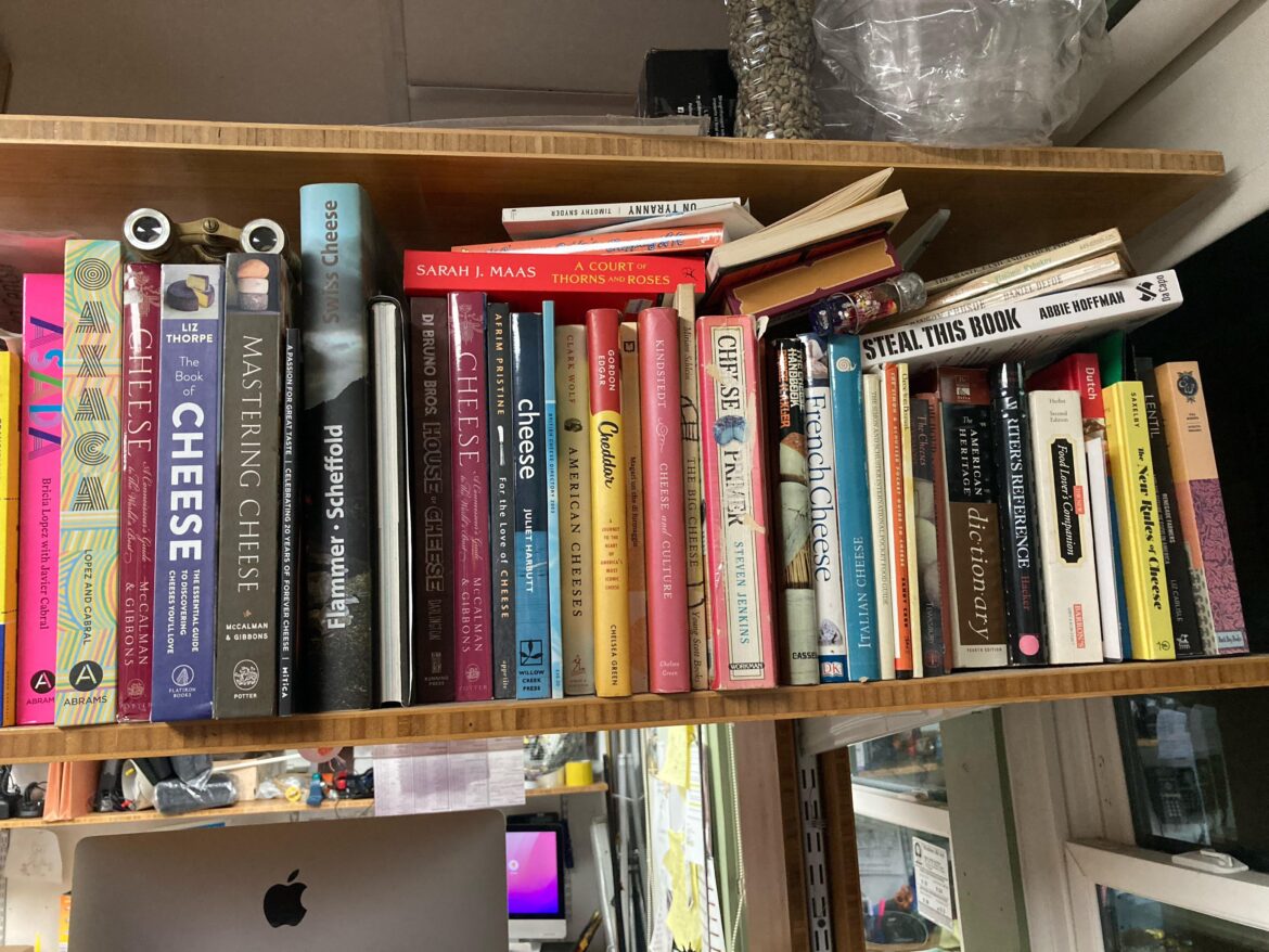My workplace bookshelf. What are some of your favorite cheese books?