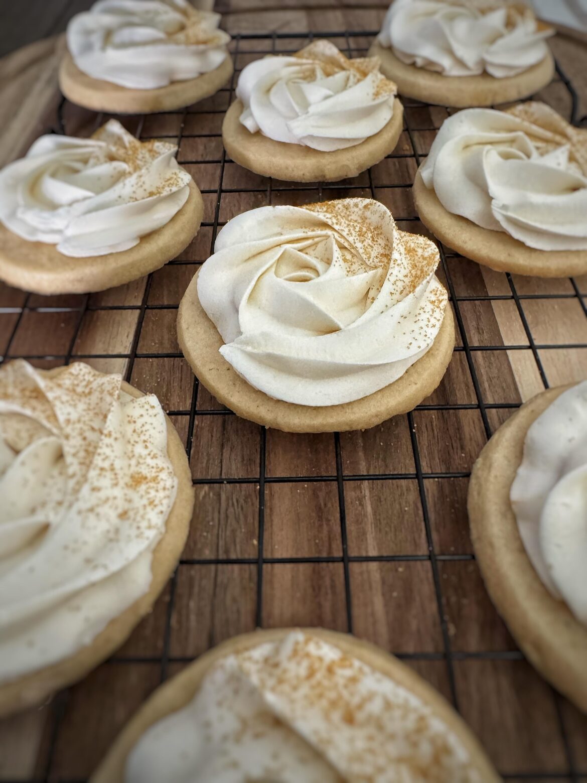 Almond Sugar Cookies with Vanilla Buttercream Frosting because why not