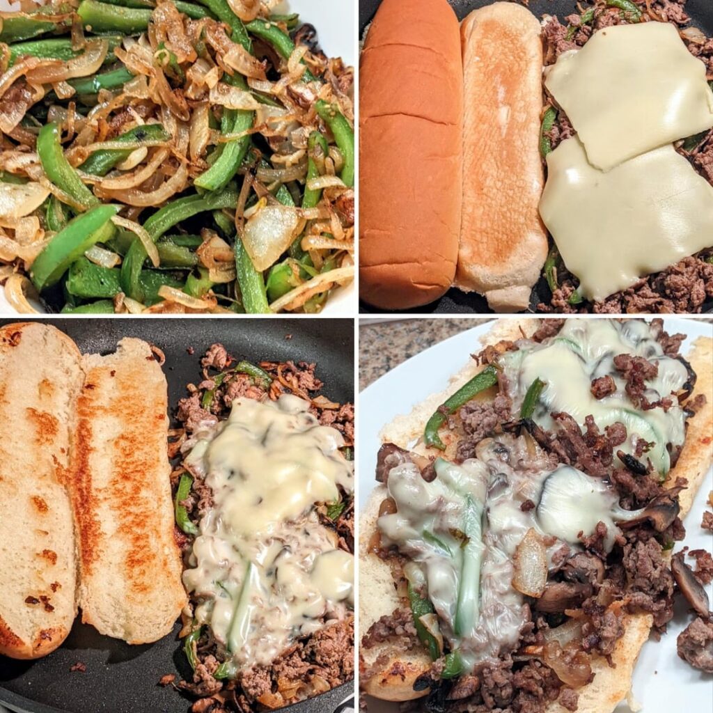 I'm not claiming this is jackshit. Not a cheesesteak master, but this is exactly what I was hoping for. Peppers, onions & mushroom, shaved ribeye, American white (don't do EzCheese) <swipe>