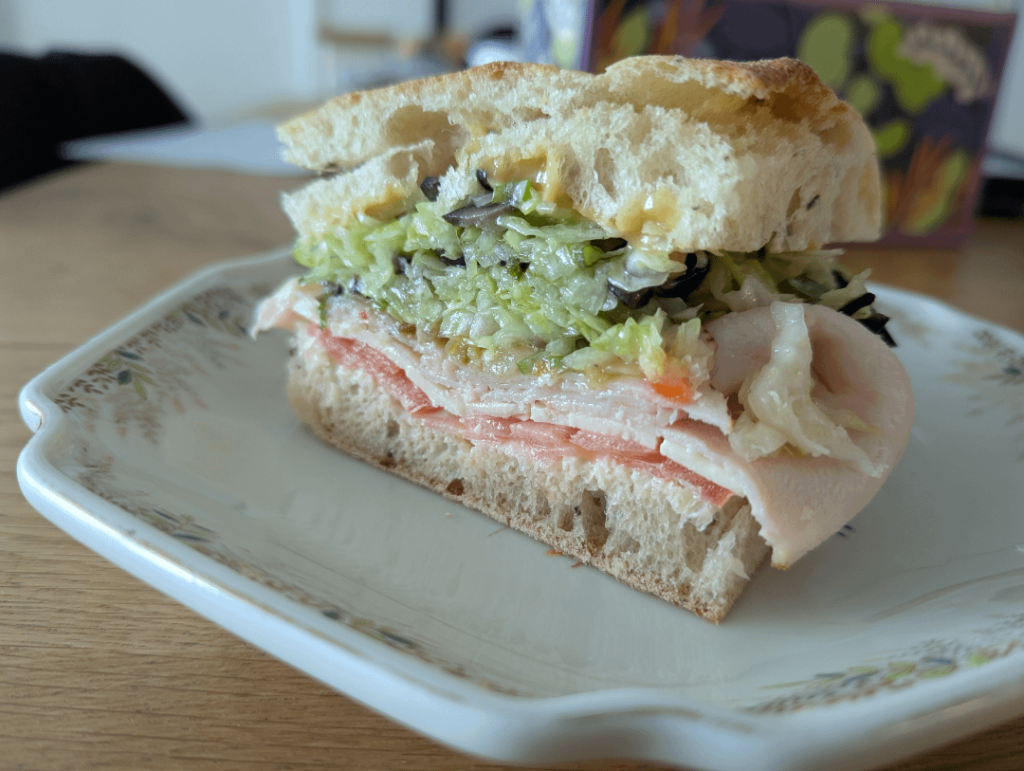 turkey and provolone on toasted foccacia